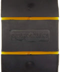 Rubber Sanding Block 5.1 Inch For Wet Or Dry Sanding Fits Quarter Sheet, black with yellow stripes, front view.