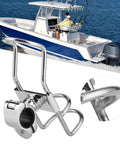 316 stainless steel boat rod rack rail mount with locking clamp for 32mm poles; 360-degree adjustable fishing pole holder