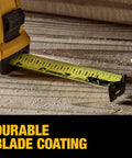 Atomic Compact 30 Ft Tape Measure With Finger Brake For Precision And One Hand Quick Measurement showing durable blade coating