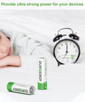 Child sleeping next to AA and AAA Battery Combo Pack 102 Count Alkaline 1.5V For Remotes with clock on bedside table