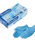 DuraSkin Nitrile Gloves 3.5 Mil Large Powder Free Micro Textured Blue Industrial box with blue gloves