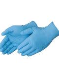 DuraSkin Nitrile Gloves 3.5 Mil Large Powder Free Micro Textured Blue Industrial, blue gloves displayed in open hand position