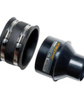 4 Inch to Two and a Half Inch Dust Collection Reducer Kit with Flex Cuff and Stainless Steel Clamps, shown side by side