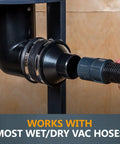4 Inch to Two and a Half Inch Dust Collection Reducer Kit with Flex Cuff and Stainless Steel Clamps in use with vac hose