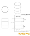 Technical diagram of a 4-inch ABS dust hose connector showing dimensions for connecting two 4-inch ID hoses with quick connect splice.