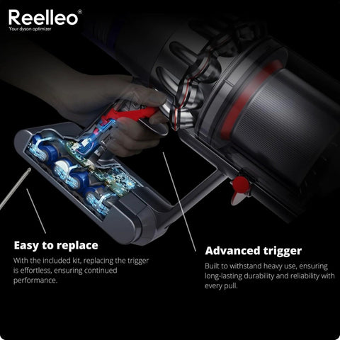 Image showing Dyson Extra Reinforced Trigger Replacement Kit For V10 And V11 Cordless Vacuum Cleaners, focusing on the trigger mechanism.