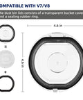 Dyson Dust Bin Lid Replacement for V7 V8 SV10 SV11 Vacuum Cleaner, showing transparent cover and rubber seal, 4.6-inch diameter