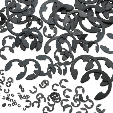 E Clip Assortment Set With 300 Pieces Heat Treated External Retaining Clips Nine SAE Sizes From One Sixteenth Inch To Seven Eighths Inch