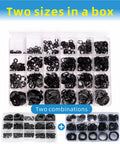 528Pcs E Clips And External Retaining Rings Set For DIY And Pro Grade Hardware, carbon steel kit in storage box with sections labeled two sizes