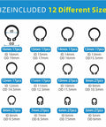 528Pcs E Clips And External Retaining Rings Set For DIY And Pro Grade Hardware, 12 sizes displayed with dimensions.