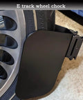 Installed 2 Pack E Track Wheel Chocks For Motorcycles And Dirt Bikes, Fits Tires Up To 6 Inches, Beefy Heavy Duty E Track Stabilizers