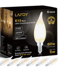 Soft White 2700K Dimmable E12 LED Bulbs 60W Equivalent Frosted Glass For Chandeliers And Candelabra 6 Pack packaging