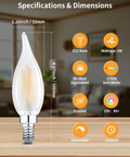 Specifications of Soft White 2700K Dimmable E12 LED Bulbs 60W Equivalent Frosted Glass For Chandeliers And Candelabra 6 Pack