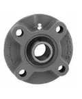 Piloted flange cartridge single-row sealed ball bearing, pack of 1, 3-1/2 in bore, high-temp 450°F, cast iron housing, front view