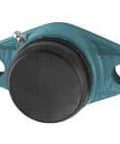 Front view of 30mm set-screw 2-bolt flange bearing unit, single sealed ball bearing insert in cast iron two-bolt flange housing with closed cover.