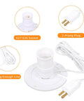 5 Foot Blow Mold Light Kit Replacement For MB48 With E26 And E27 Lamp Holder White 1 Set, showing E27 socket and 2-prong plug