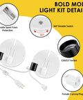 Easy Install Blow Mold Light Kit Replacement For Indoor Outdoor Decor E27 E26 Single Light Cord Kit with components and details