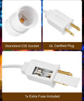 Close-up of Two Pack Blow Mold Light Kit Replacement component: E26 socket, UL certified plug, extra fuse, for outdoor decor by SURAIELEC