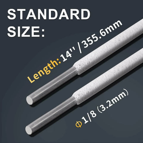 E4043 Aluminum Welding Rods 1 lb 1/8 in by 14 in AWS A5.3 Class E4043 for Aluminum Alloy Repair with dimensions shown