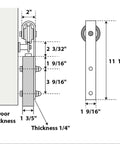 Diagram of Sliding Barn Door 32 By 96 With Sturdy Stainless Steel Hardware And Top Mount Rails In Grey Ash Finish Solid MDF Panel Eco Veneer
