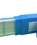 Blue case of All Position E6011 Welding Rod One Eighth Inch Electrodes Five Pound Box for deep penetration on mild steel, visible electrodes