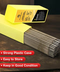 E6013 Three Thirty Second Inch 5Lb Carbon Steel Stick Electrodes Welding Rod in yellow plastic case, ideal for DIY and pro projects