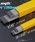 E6013 Welding Rods 3 By 32nd Inch, 2.5 Lb 14 Inch Low Carbon Steel Electrodes in a yellow packaging