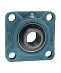 Front view of Piloted 4-Bolt Flange Unit UCFS320-64 4 in ID Sealed Ball Bearing Insert, Cast Iron Housing with Grease Fitting