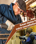Man using power tool and child in shooting range wearing 24 Pack Banded Ear Plugs For Shooting Range And Noise Reduction