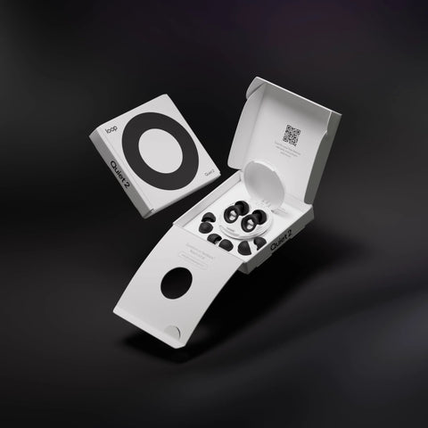 Ultra Comfortable Reusable Ear Plugs With 24 Decibel SNR Noise Reduction in open packaging with four silicone tips and case