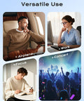 Image showing various uses of Concert Ear Plugs With 45dB Noise Reduction including work, airplane travel, concerts, and focusing.