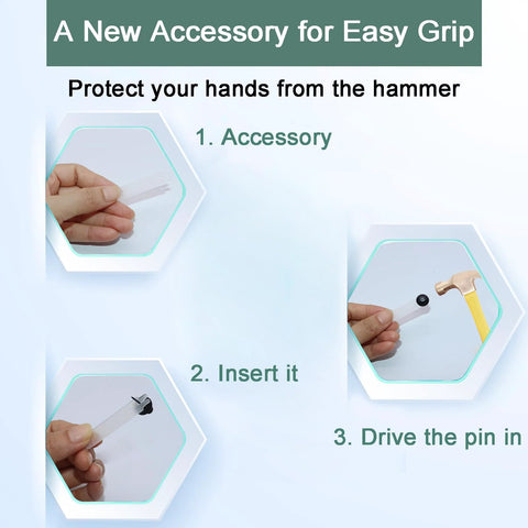 Steps for using 30 Pack Double Headed Push Pins Picture Hangers And Wall Hooks For Drywall And Cork Board, gripping and inserting pins.