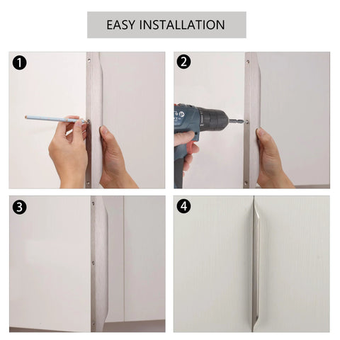 Installation process for Concealed Finger Tab Cabinet Pulls Brushed Nickel 7.87 Inch Overall Length 200mm Pack Of 10