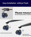 Heavy Duty 2 Inch Office Chair Casters Set Of Five For All Floors With Seven Sixteenth Inch Stem Universal 11x22mm Dual Rubber Wheels For Smooth Rolling And Quiet Glide Ideal For Home Office And Gaming Chairs Reduces Noise And Scratches. Image showing installation instructions and measurement guidelines.