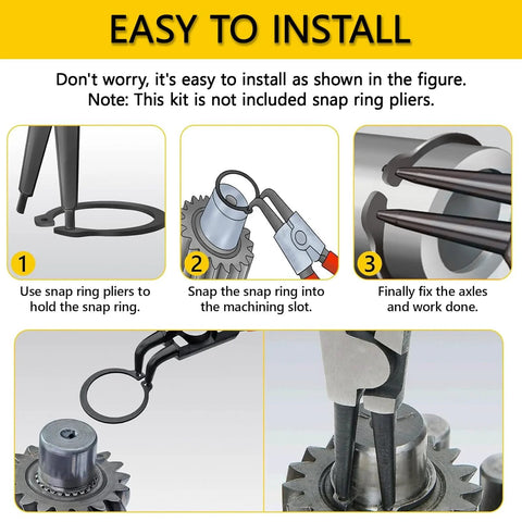 Installation process for 900 Pcs C Clips And E Clips Assortment Kit With 24 Sizes External Retaining Rings Snap Rings Set In Black Carbon Steel