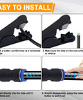 Installation guide for 200 Piece Quick Connect Air Hose Fitting Kit With Push To Connect Pneumatic Fittings showing hose cutting and fitting.