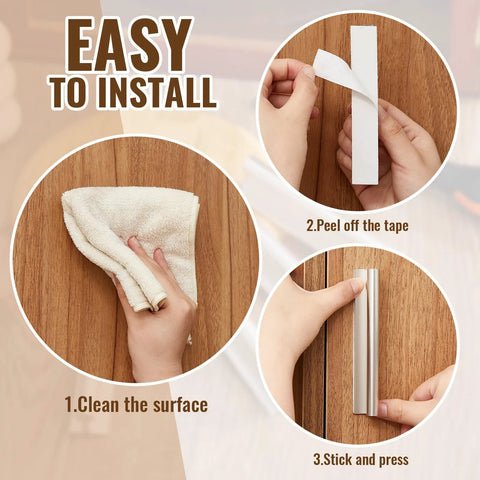Installation steps for Four Pcs SelfAdhesive Edge Finger Pull Door Handles For Cabinets Closets And Sliding Doors Screwless Peel And Stick Easy Install