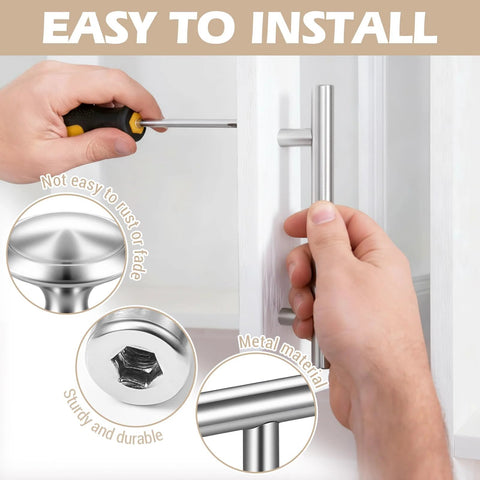 30 Piece Stainless Steel Cabinet Pulls And Knobs Set In Silver Matte Finish installation with screwdriver