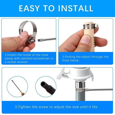 Installation steps for 24 Piece Adjustable Stainless Steel Hose Clamps Set Ranging From One Quarter Inch To Two Inches (Six To Fifty One Millimeters) Hose Clamp Assortment Kit For Home Garden And Automotive Use