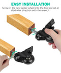 Installing Three Eighths Inch Threaded Stem Casters 3/8-16 UNC With Brake on furniture with easy mounting