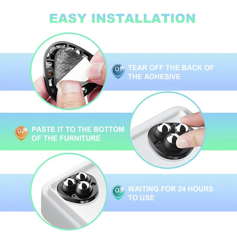 Self Adhesive Appliance Casters For Kitchen Appliances And Furniture Sliders 360 Degree Rotating Rollers installation steps.