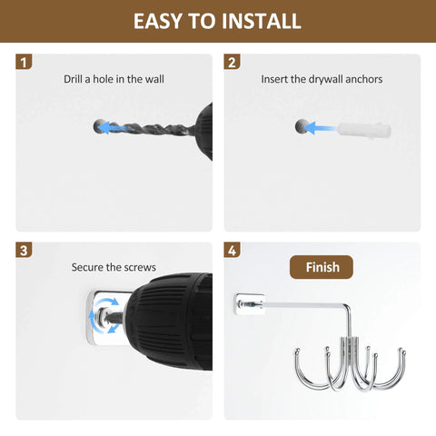 Installation guide for Kitchen Cooking Utensil Holder, 360° Rotating Kitchen Hooks for Hanging Utensils, step-by-step instructions