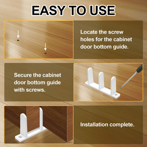 4 Pack White Closet Door Floor Guide With Screws For 1-3/8 Inch Thick Doors Universal Fit Durable Plastic installation guide