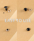 Step-by-step installation of Safety Eyes Kit 8 Sizes 6 To 18mm With Washers For Amigurumi And DIY Crafts on a surface.