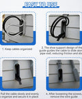 Steps for using LB Wire Guide for 2 Inch Fittings, showing installation and cable management process on building exterior.