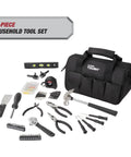 89-Piece Black Household Tool Set With 12 Pocket Tool Bag For Home DIY Projects And Everyday Repairs, a durable, portable kit.