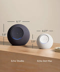 Echo Dot Max Graphite Finish With Alexa Built In For Room Filling Sound And Deeper Bass Built In Smart Home Hub on a table