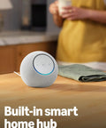 Echo Dot Max Graphite Finish With Alexa Built In For Room Filling Sound And Deeper Bass on kitchen counter