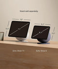 Echo Show 11 with 11-inch display next to Echo Show 8 on wooden shelf; Latest 11 Inch Smart Display With Full HD Touchscreen Providing 60 Percent Larger Viewing Area And Built In Smart Home Hub Powered By AZ3 Pro Chip With Omnisense And Spatial Audio For Alexa Plus Graphite.