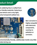 Close-up of a circuit board with No Clean Soldering Flux Paste for Electronics Rosin Flux Lead Free 10cc High Purity Rosin Formula